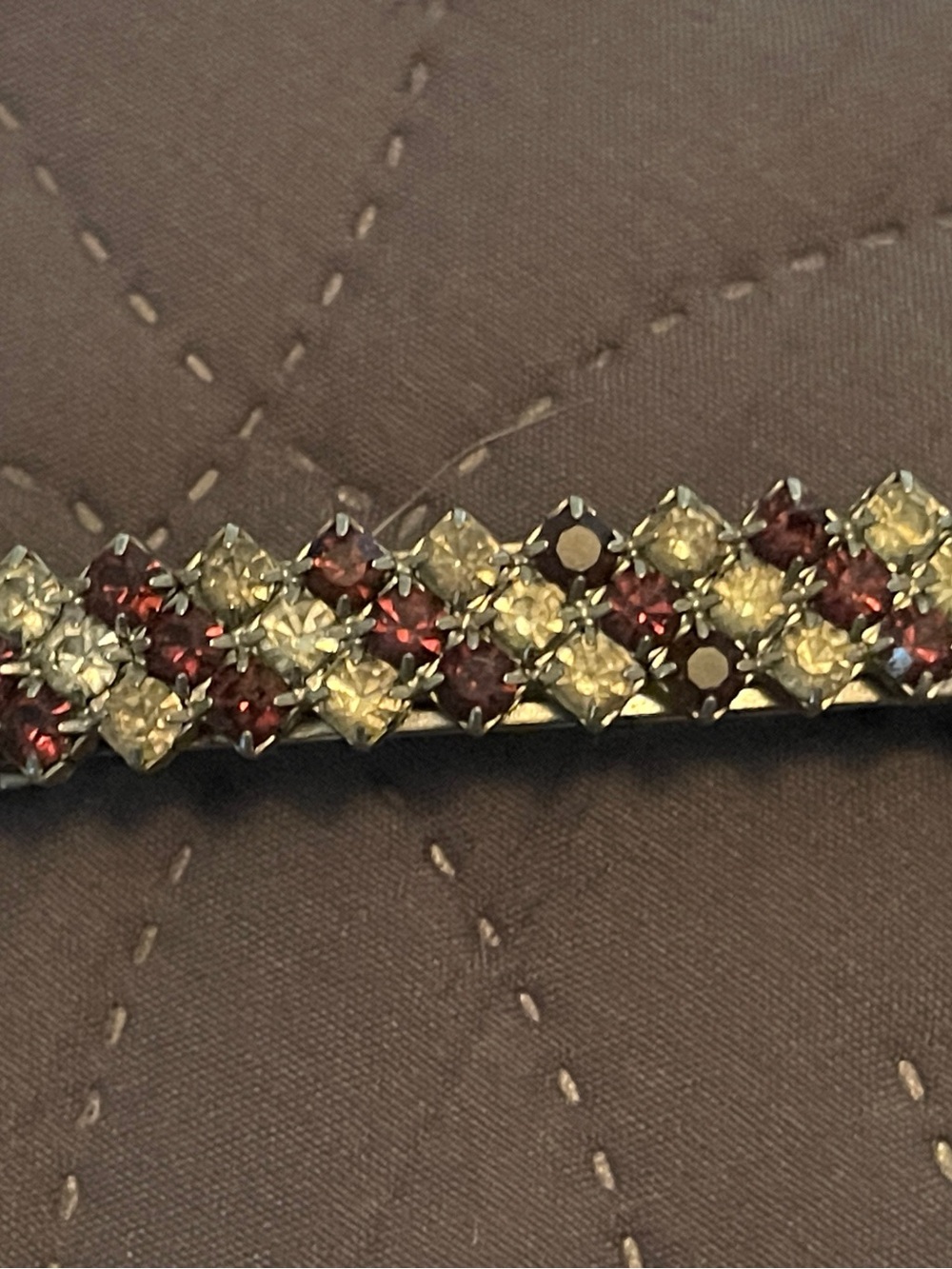 Crystal Hair Barrette with Red and Cream Stones